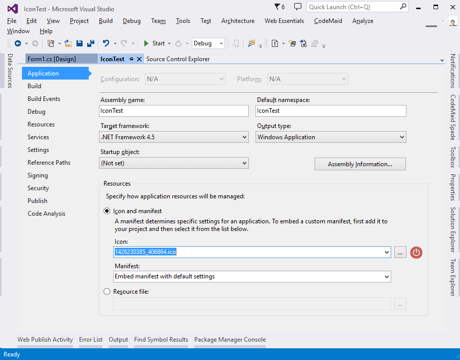어셈블리 아이콘 설정